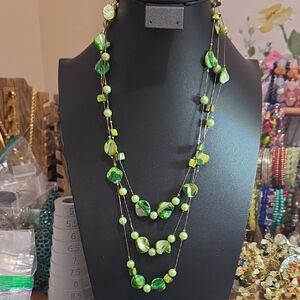 Vibrant Green Multi-Strand Necklace